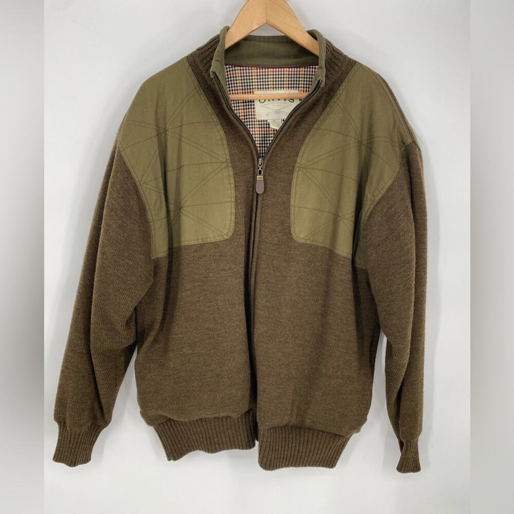 ORVIS Shooting Jacket Bomber Hunting Chore Mens 100% Wool‎ Full Zip Green XL